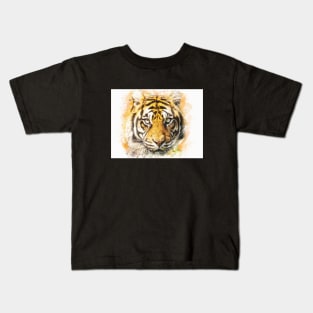 Tiger Animal Feline Wild Life Jungle Nature Freedom Travel Africa Digital Painting Kids T-Shirt